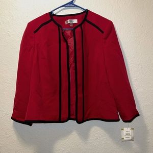 Kasper Petite Piping-Trim Collarless Blazer